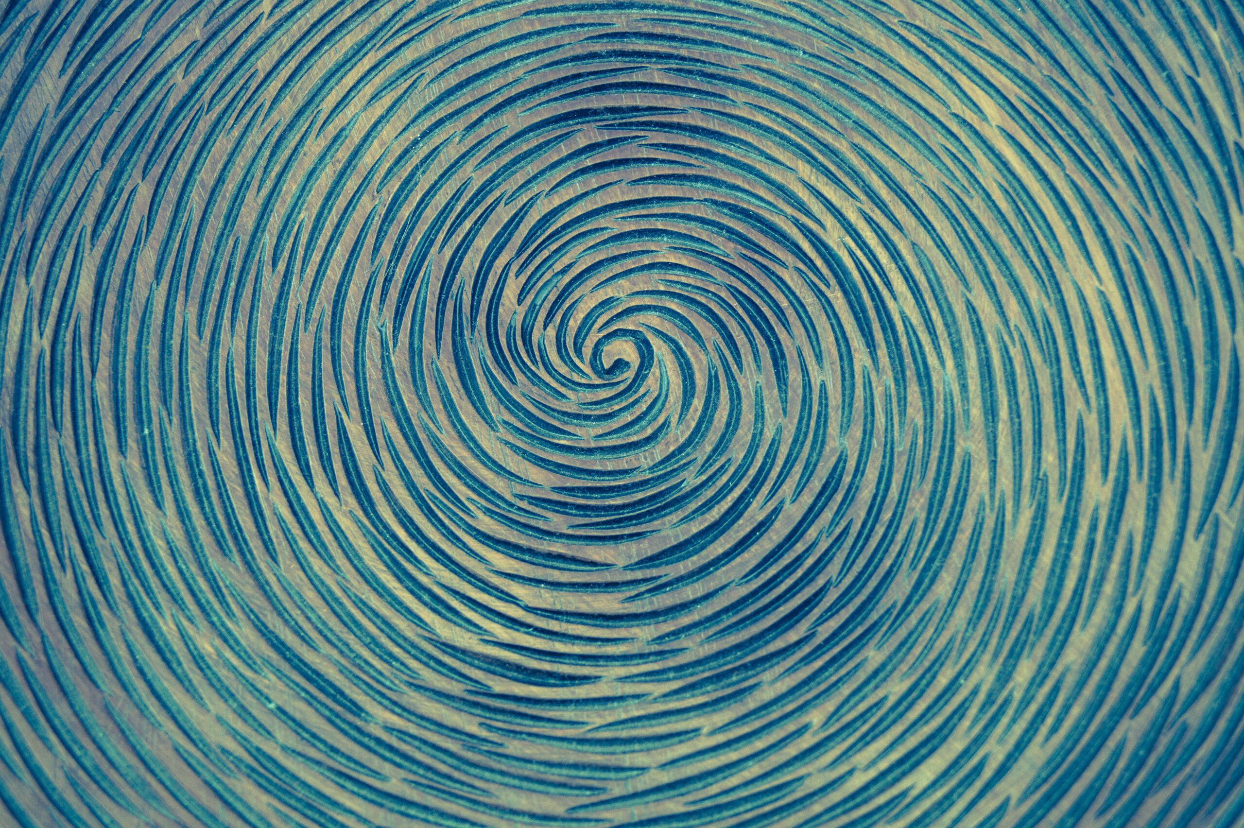 Blue and white spiral illustration