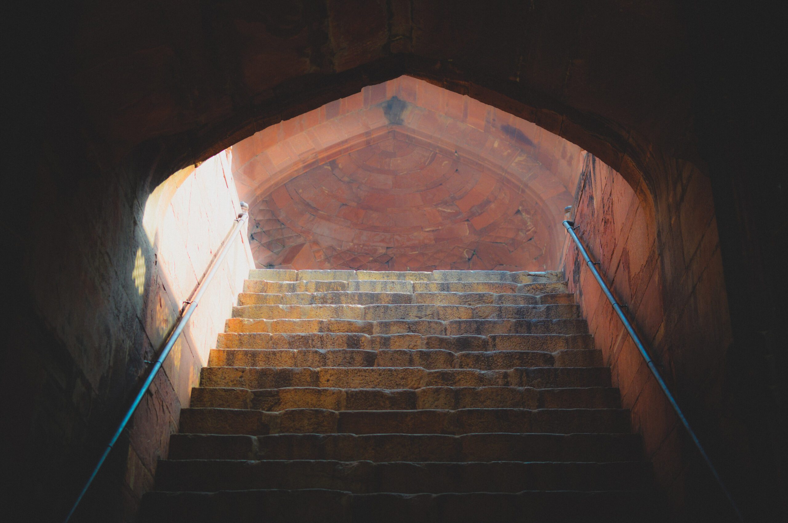 Brown and white concrete staircase